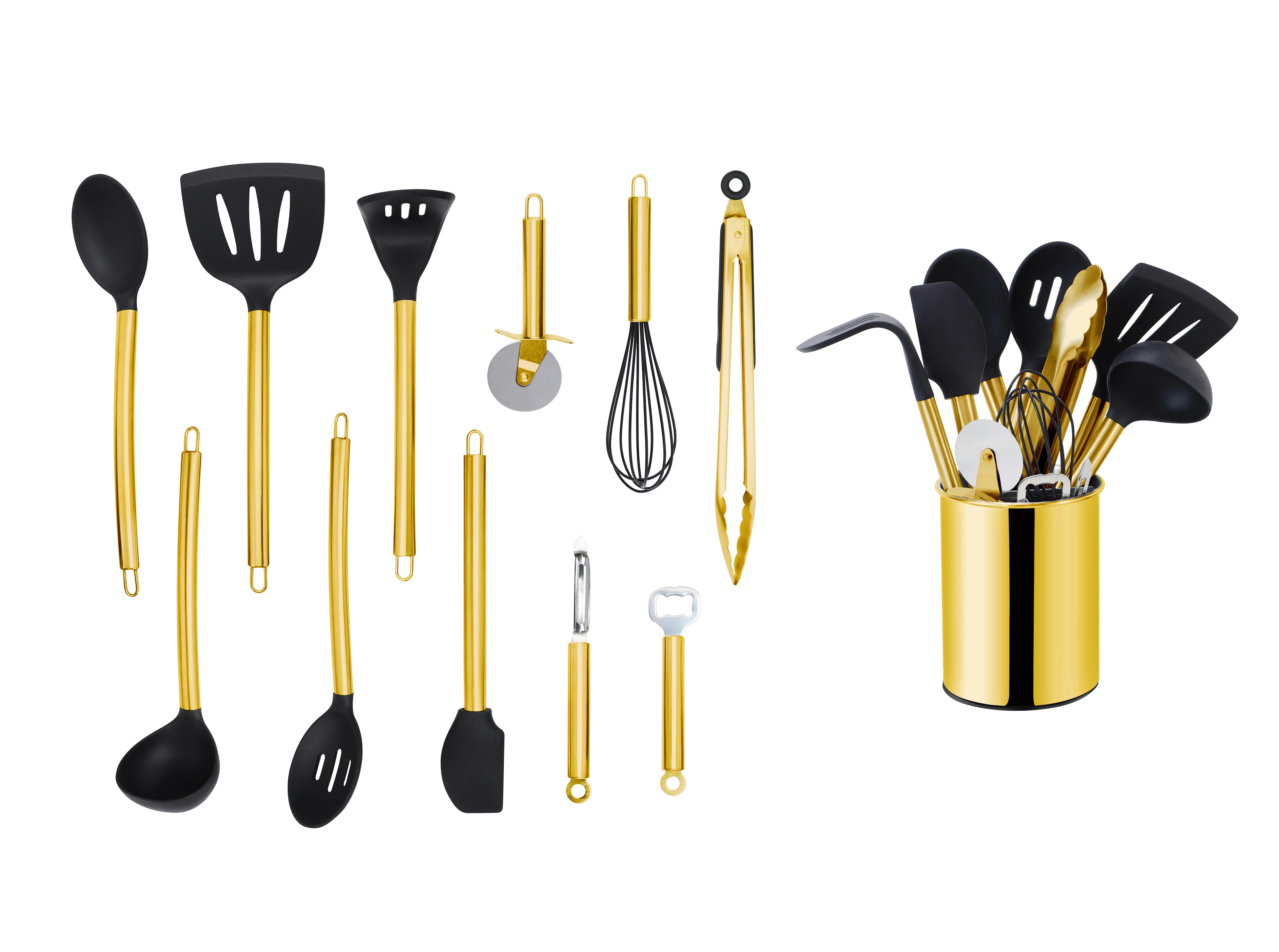 SADA KUCHYNSKÉHO NÁRADIA EW-KS-1202G - čierna/zlatá, Basics, plast (13cm) - Echtwerk