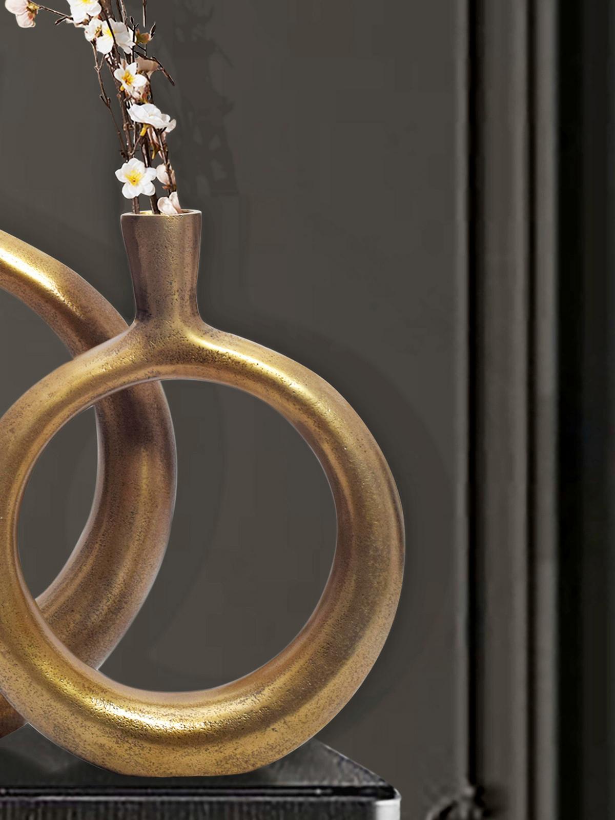 Dekovase 2er Set Goldfarben B: 35 cm - Goldfarben, Design, Metall (35/45/7cm) - Livetastic