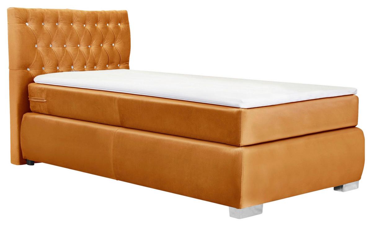 Boxspringbett Rumba inkl. Matratze 90x200 - Gelb, Basics, Textil (90/200cm) - Livetastic