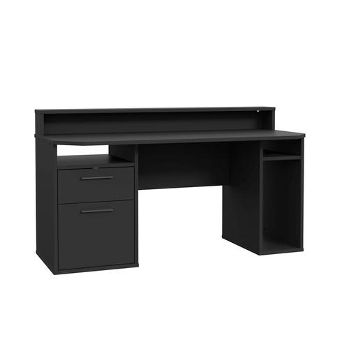 Gaming Tisch mit Stauraum und Aufsatz B 160cm H 91cm Tezaur - Schwarz, MODERN, Holzwerkstoff/Kunststoff (160/72/91cm) - MID.YOU