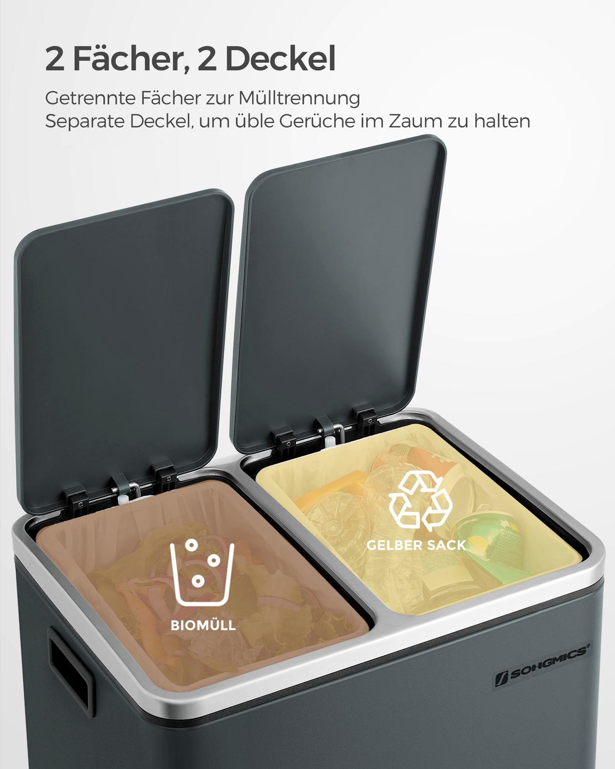 Abfallsammler Schwarz B: 41cm - Schwarz, Basics, Kunststoff/Metall (41/47/31,5cm)