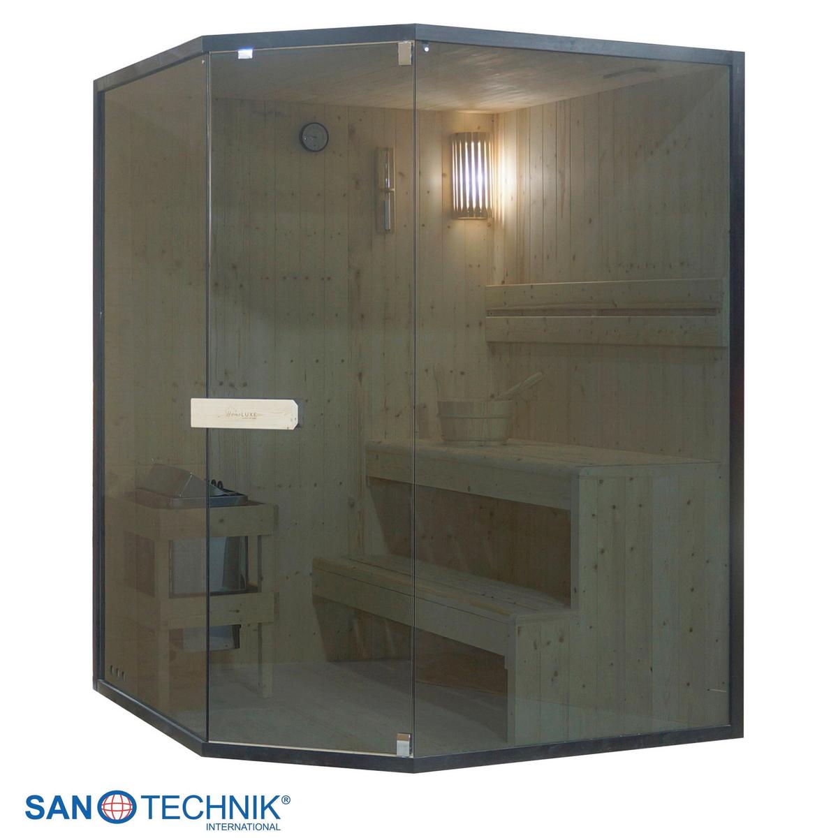 Sauna FALUN XL, für 2-3 Personen - Fichtefarben, Basics, Glas/Holz (150/200/150cm) - Sanotechnik