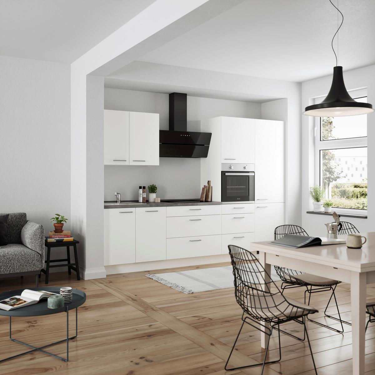 KÜCHENLEERBLOCK TOUCH HIGH - LINE, H4 RECHTS - Weiß/Grau, MODERN, Holzwerkstoff (300cm) - Nobilia