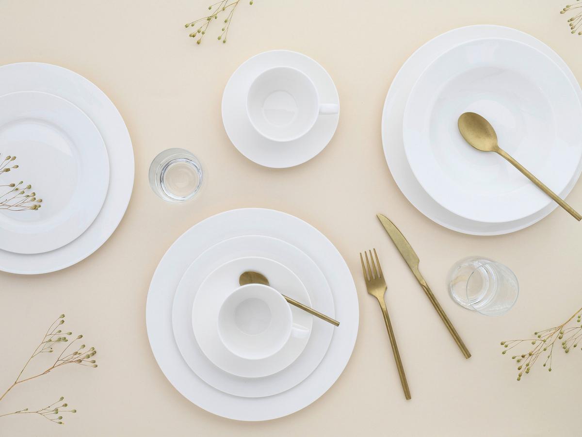 Kombinovaný servis biela 30- dielny - krémová, Basics, keramika - Creatable