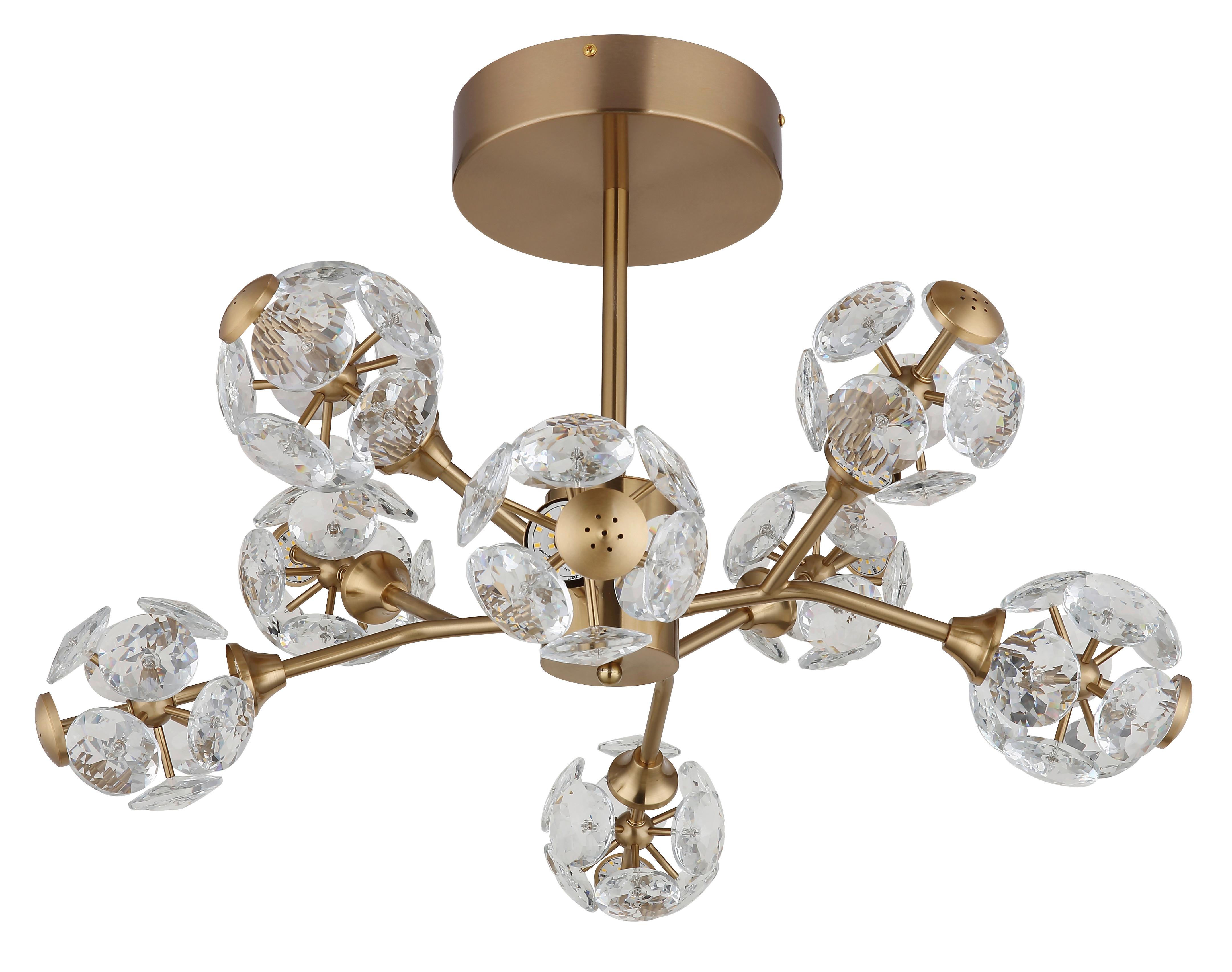 LED-Deckenleuchte Virina Klar Goldfarben D: 65 cm - Klar/Goldfarben, KONVENTIONELL, Glas/Metall (65/38cm) - Globo