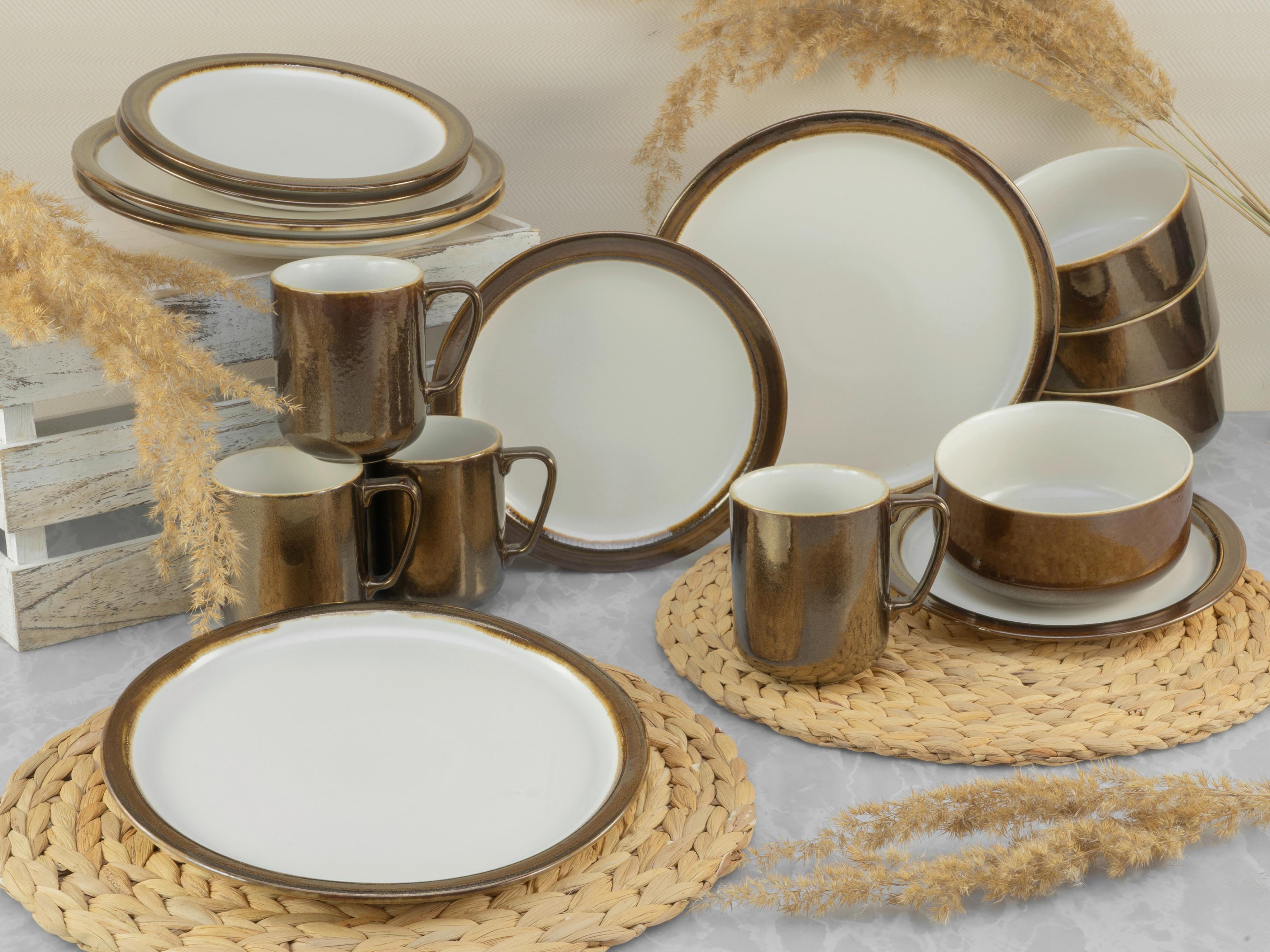 Kombinovaná souprava 16-dílna, bílá/zlatá - bílá/barvy zlata, keramika (38,5/38/34cm) - Creatable