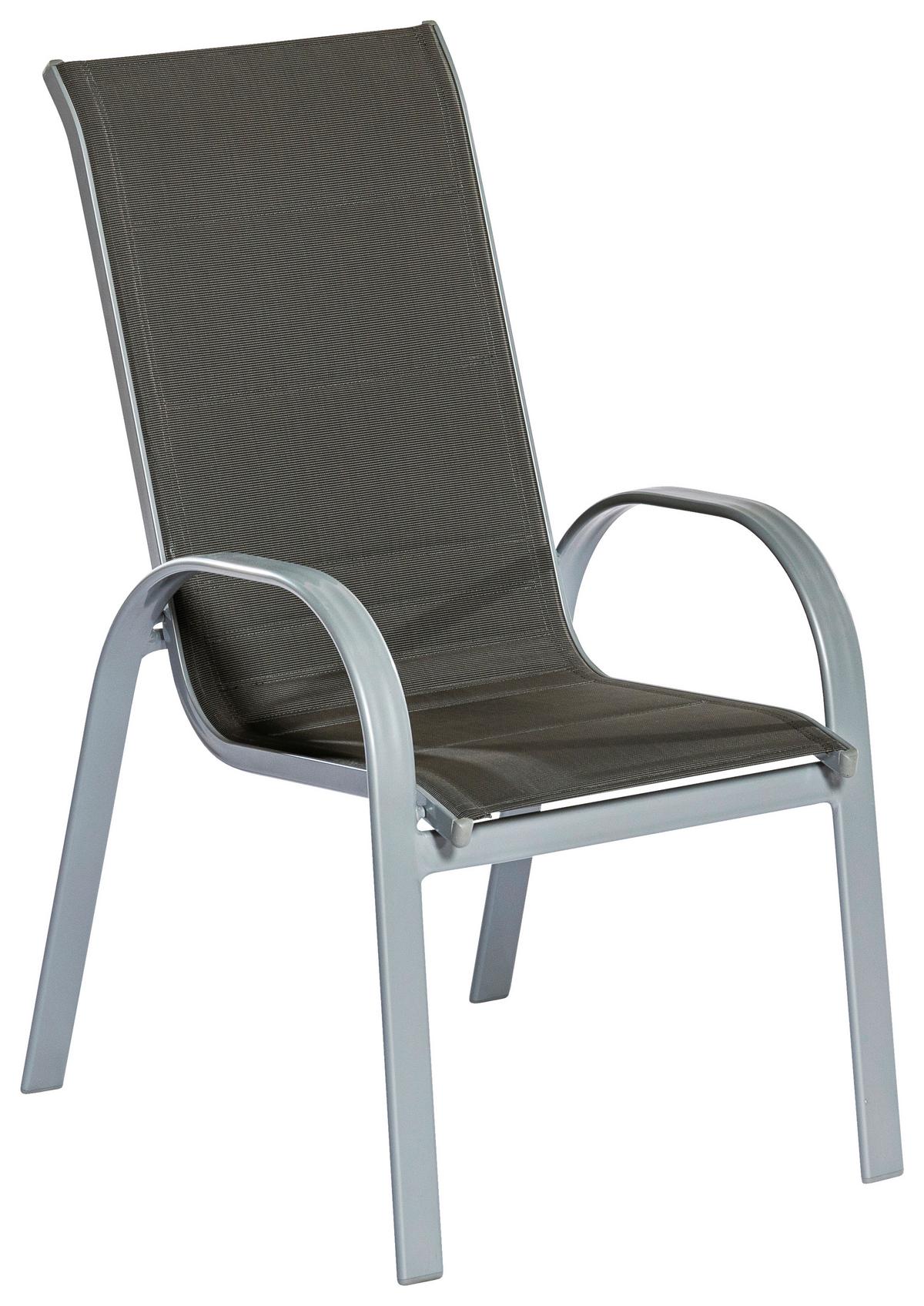 Gartensessel Stapelbar 2er Set Amalfi Di Lusso Metall/Textil - Anthrazit/Silberfarben, KONVENTIONELL, Textil/Metall (56,5/104/77cm) - Gardenson