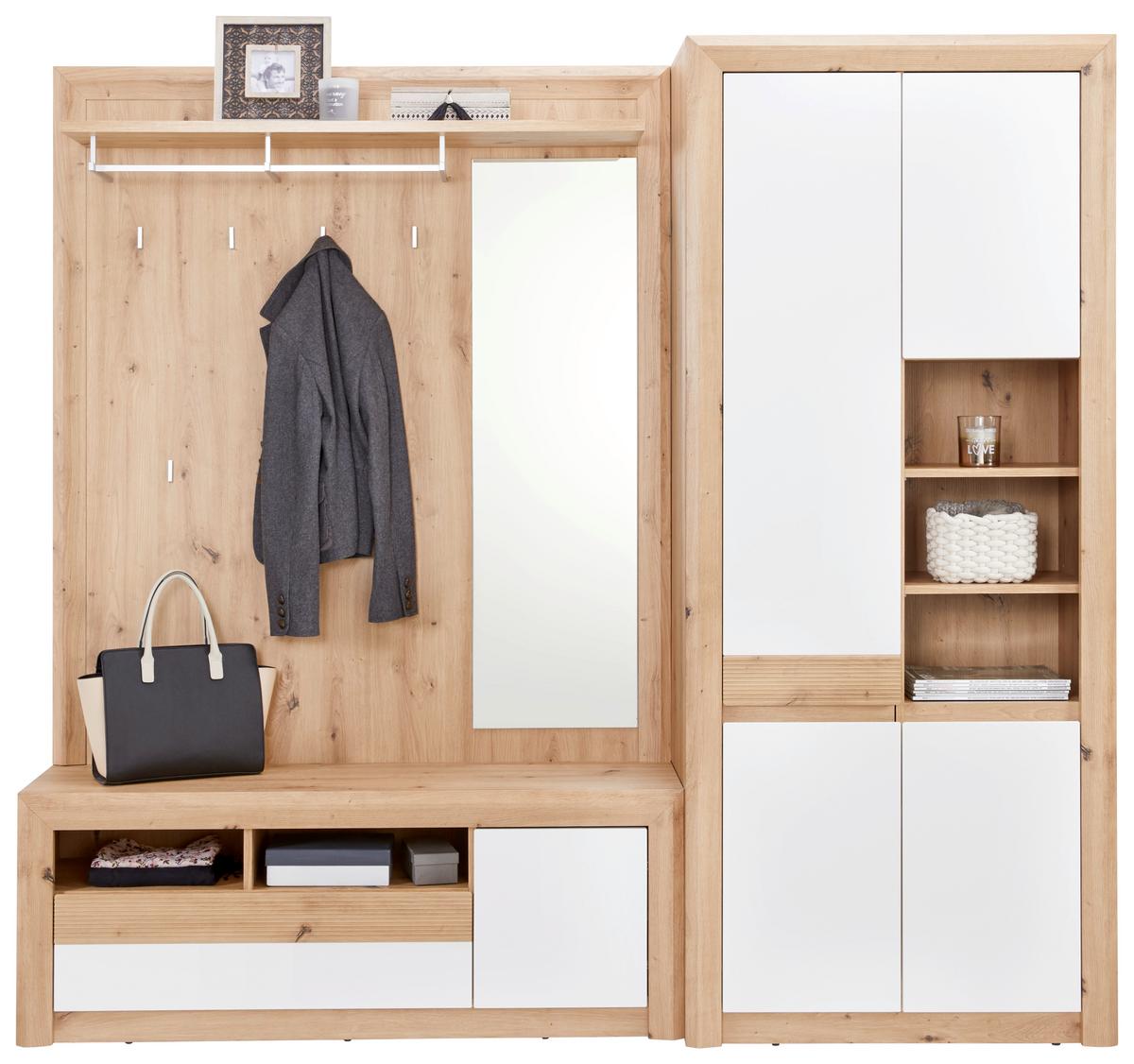 Garderoben-set Kashmir New Weiß/eiche Dekor 2--Teilig - Eichefarben/Weiß, MODERN, Holzwerkstoff (214/192/41cm) - James Wood