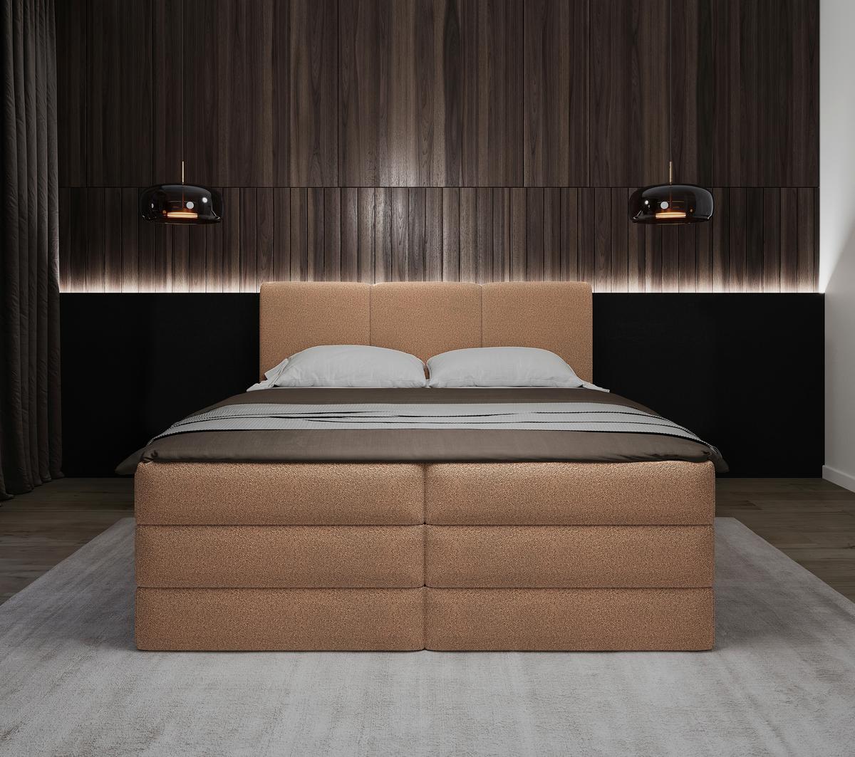 Boxspringbett mit Bettkasten 160x200 cm Castel V - Terracotta/Schwarz, MODERN, Holz/Holzwerkstoff (160/200cm) - MID.YOU