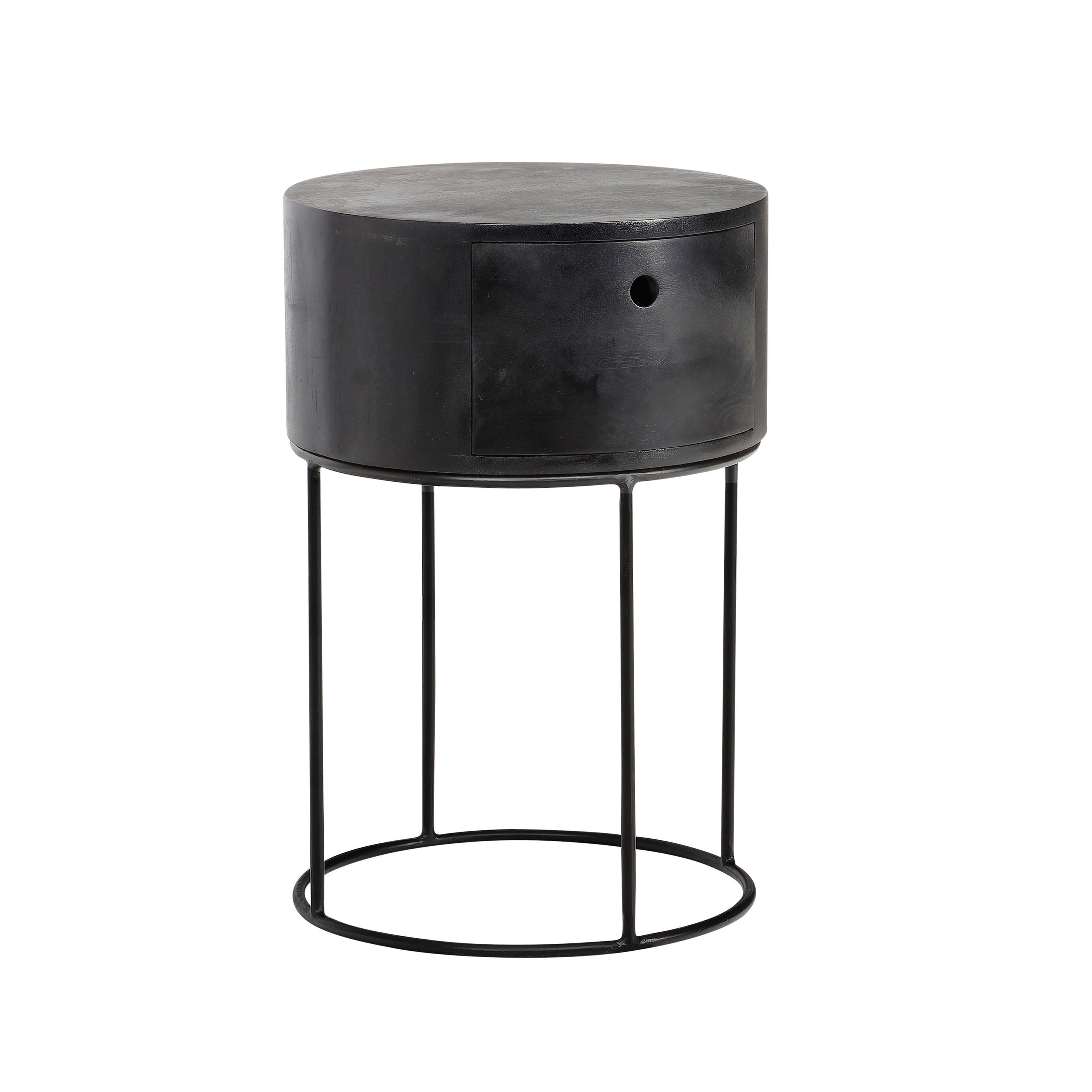 Nachttisch Schwarz L: 40 cm - Schwarz, Design, Holz/Metall (40/40/60cm) - Livetastic