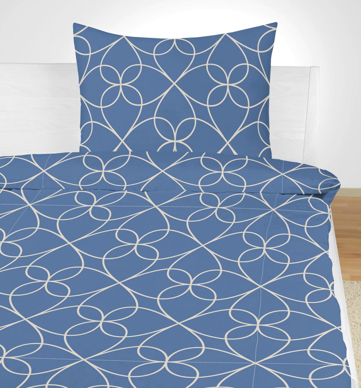 Bettwäsche 140x200 Cm Lenka Mikrofaser Blau/beige - Blau/Beige, KONVENTIONELL, Textil - Ondega