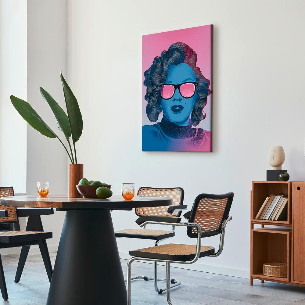 Leinwandbild Norma Blau Pink B: 80 cm - Blau/Pink, Basics, Holz/Textil (80/120/1.2cm) - artgeist