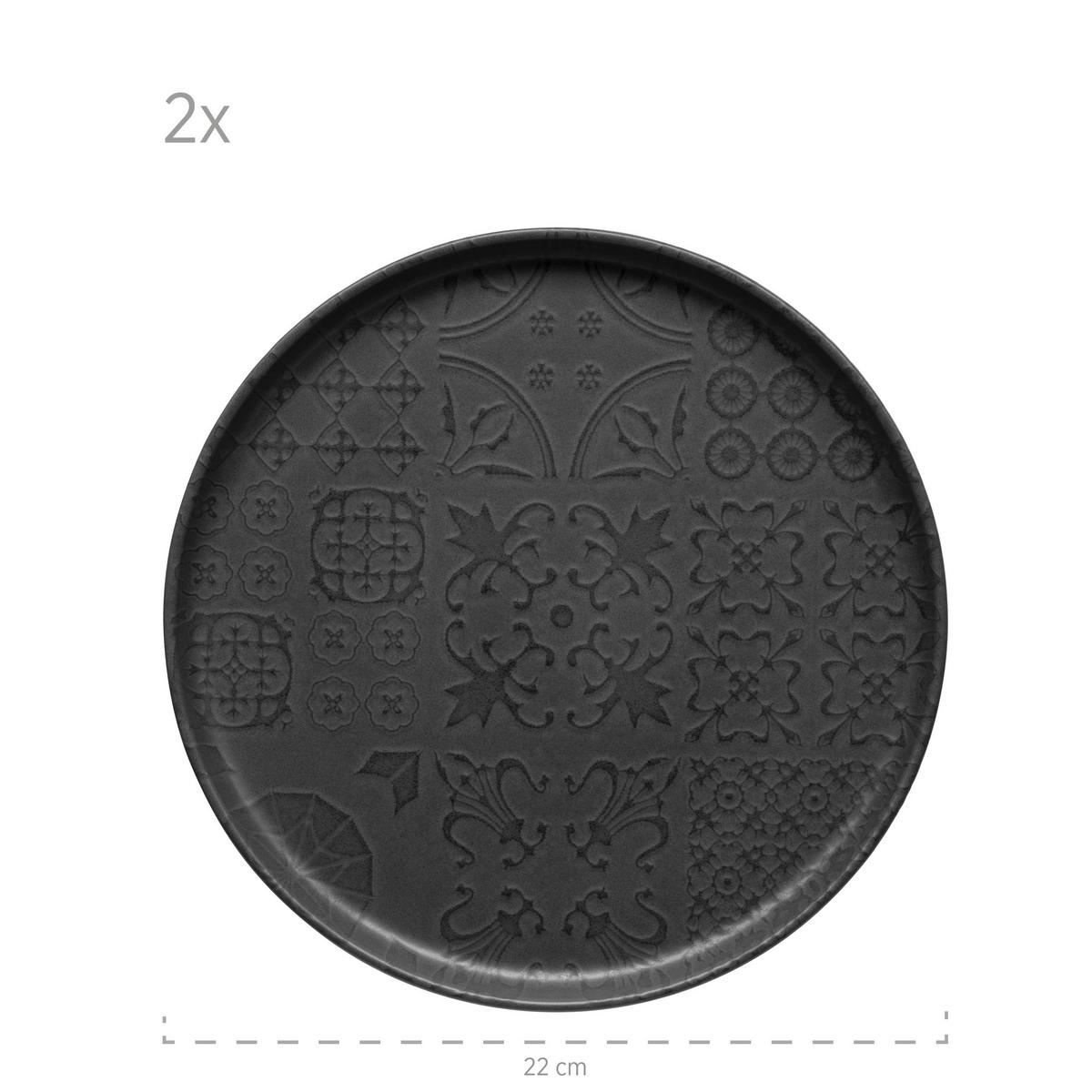 Kombiservice Steinzeug Schwarz 8--Teilig. - Schwarz, Basics, Keramik - Mäser