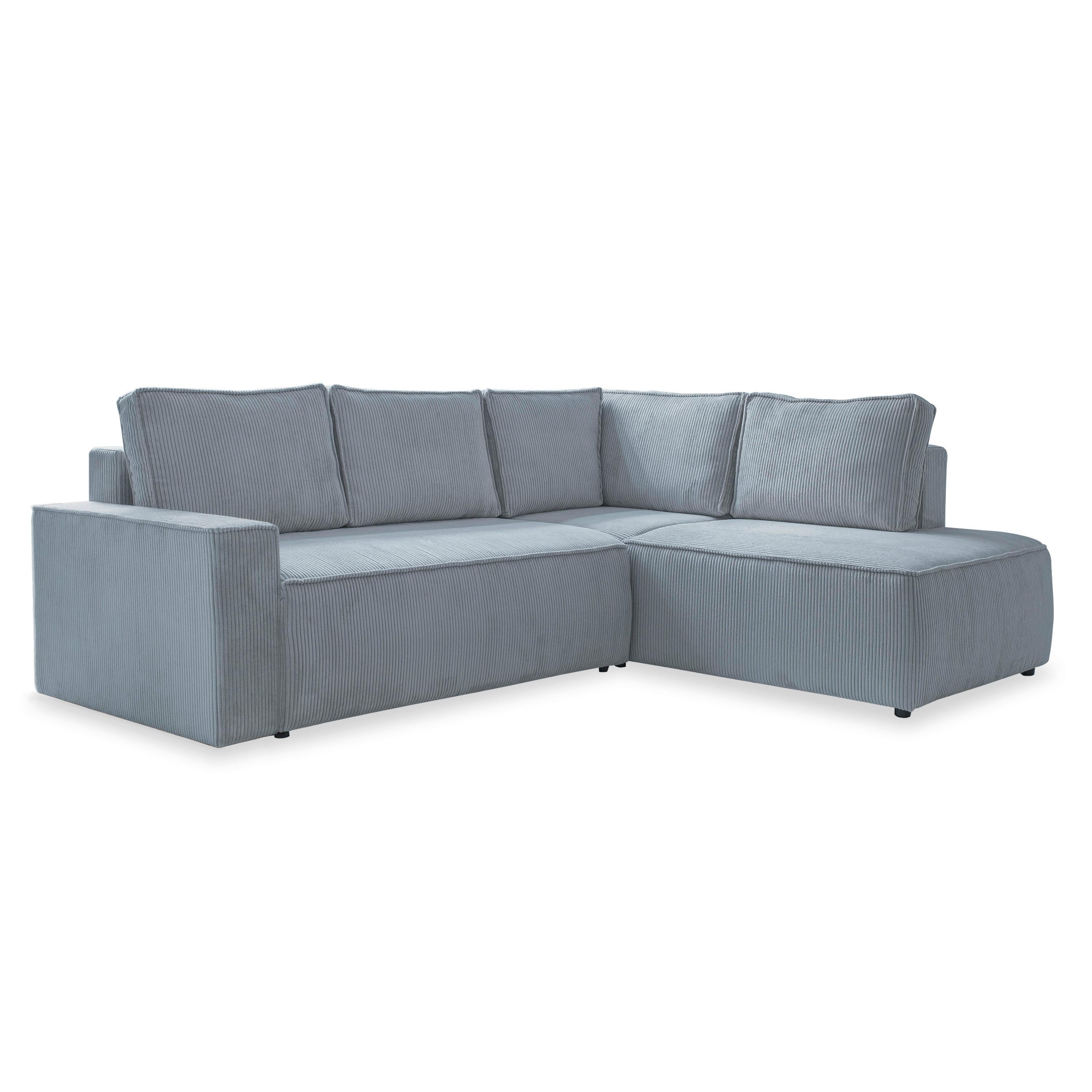 Sedačka OLIVER, pravá, světle šedá barva - černá/světle šedá, Design, textil/plast (247/194cm) - MID.YOU