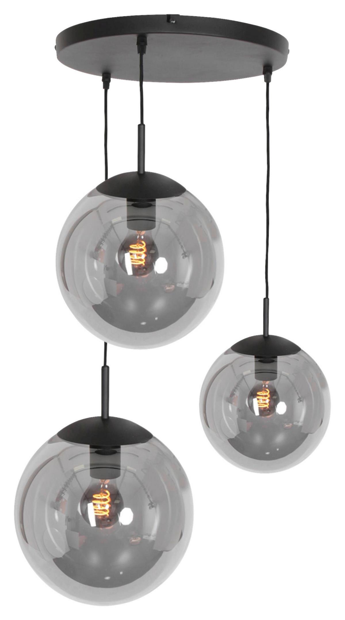 Pendelleuchte Bollique - Schwarz, Trend, Glas/Metall (25/40-150/120cm)