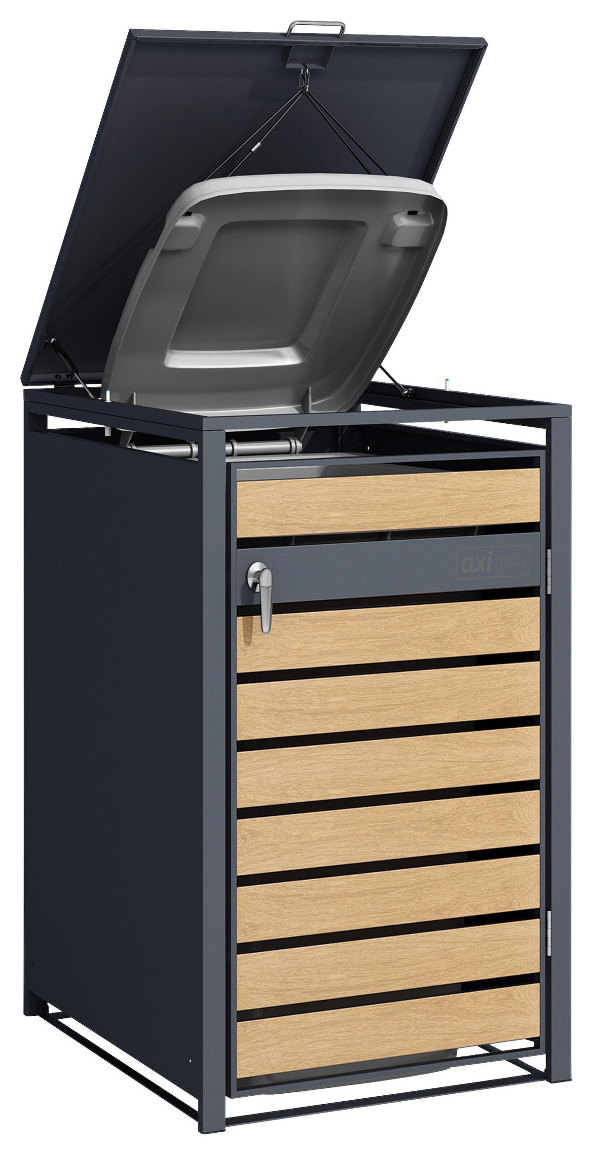 Mülltonnenbox A093.001.00 - Anthrazit/Braun, KONVENTIONELL, Metall (68/116/68cm) - Ambia Garden