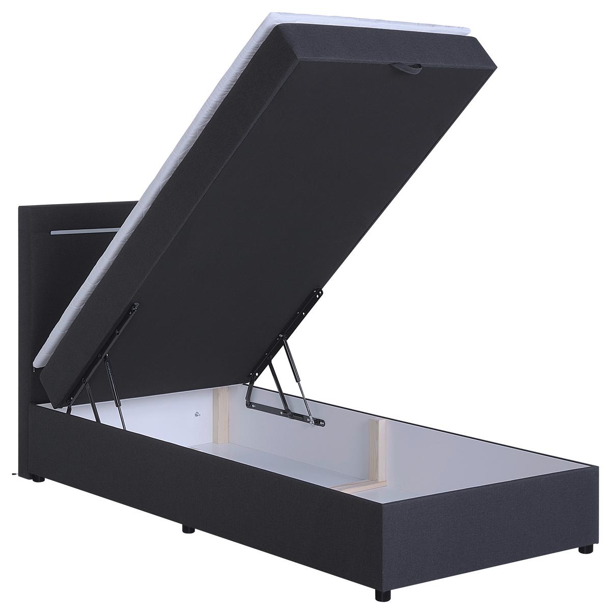 Boxbett 100 Led 100x200 Anthrazit - Anthrazit/Schwarz, MODERN, Holzwerkstoff/Textil (100/200cm) - MID.YOU