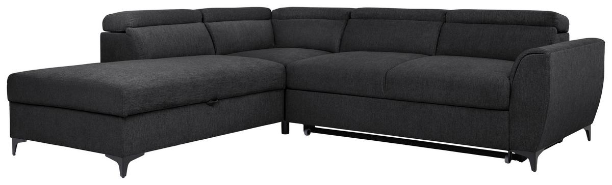 Ecksofa Lapis Schwarz S: 217/255 cm - Schwarz, KONVENTIONELL, Textil (217/255cm) - MID.YOU