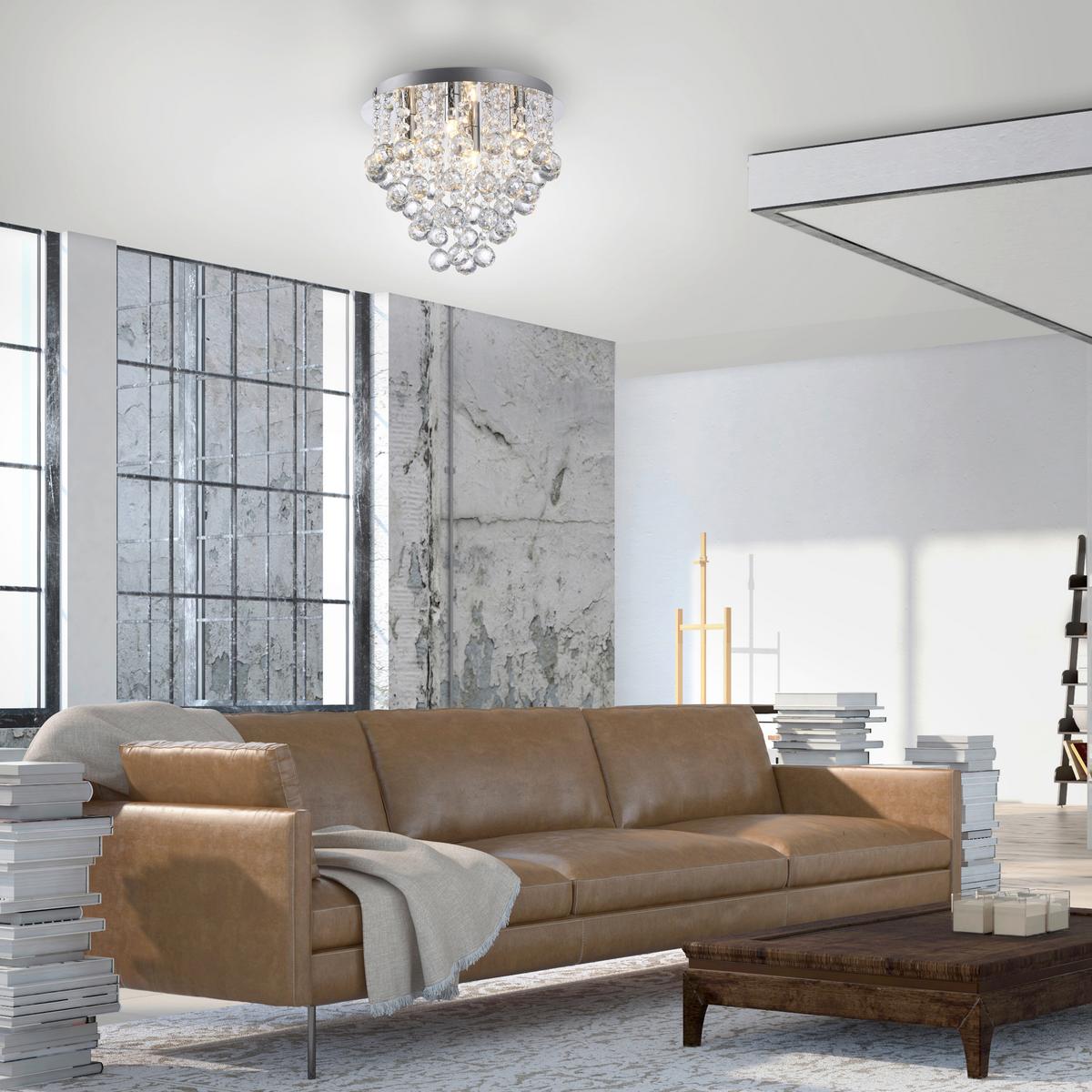 Kronleuchter, G9 20w 15063-17 - Chromfarben, ROMANTIK / LANDHAUS, Glas/Kunststoff (28/28/25cm)