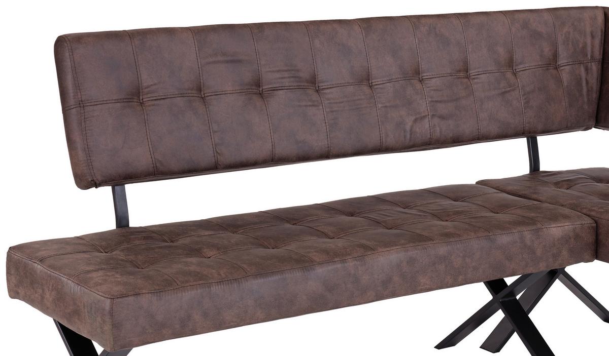 Eckbank Vintage Braun Lederlook Donna 200x150 Cm - Anthrazit/Braun, MODERN, Textil/Metall (200/150cm)
