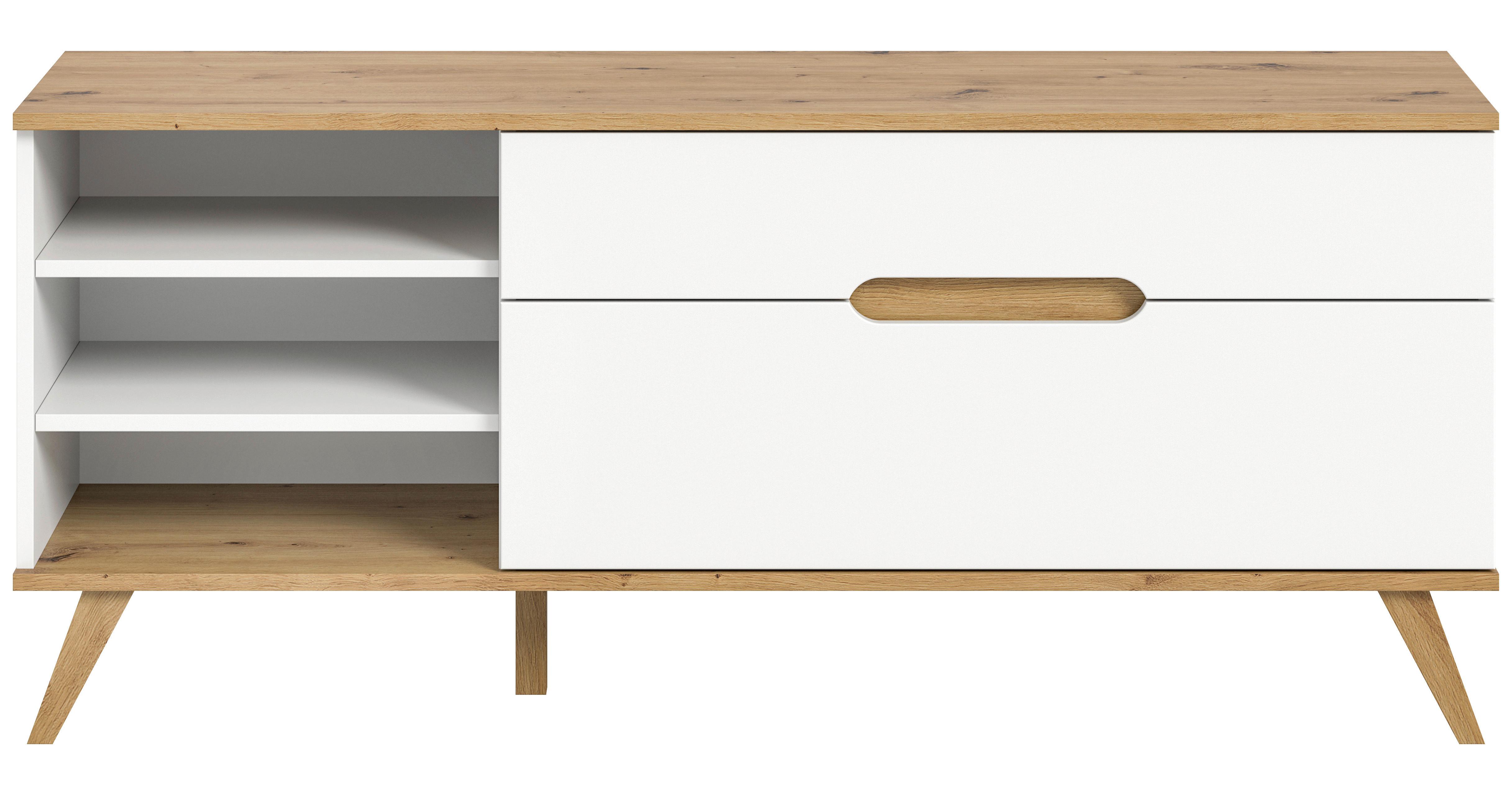 Lowboard Stockholm Eichefarben/weiß B: 140 Cm - Eichefarben/Weiß, Design, Holzwerkstoff (140/60/40cm) - MID.YOU