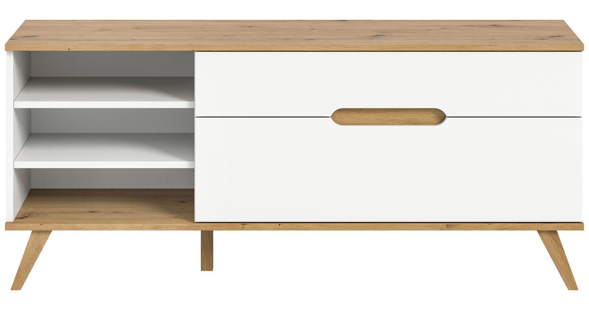 Lowboard Stockholm Eichefarben/weiß B: 140 Cm - Eichefarben/Weiß, Design, Holzwerkstoff (140/60/40cm) - MID.YOU