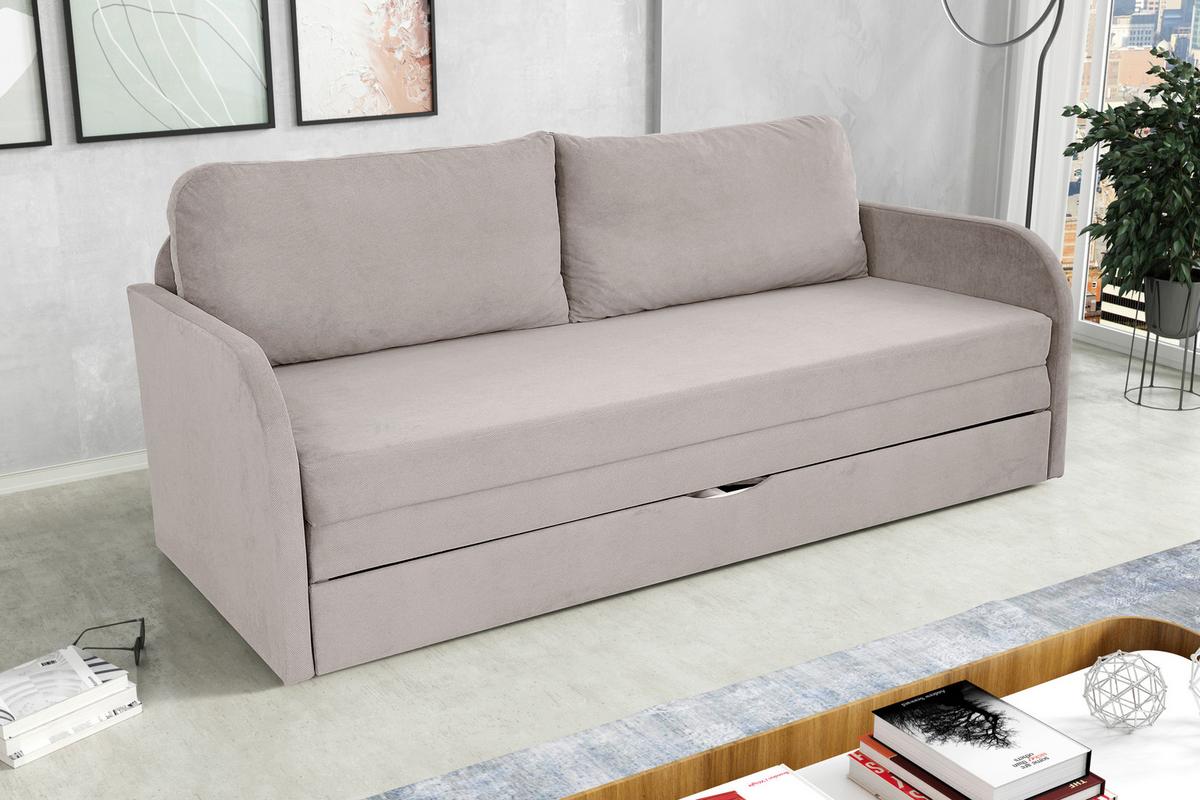 Schlafsofa Mit Bettkasten Milan Taupe B: 203 Cm - Taupe/Schwarz, Design, Textil (203/77/86cm) - MID.YOU
