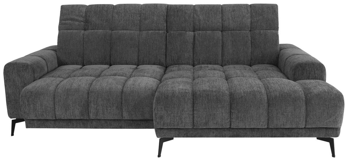 Rohová sedačka LAYA, pravá, antracitová žinylka KANSAS - antracitová/hořčicově žlutá, Moderní, textil (250/155cm) - Premium Living