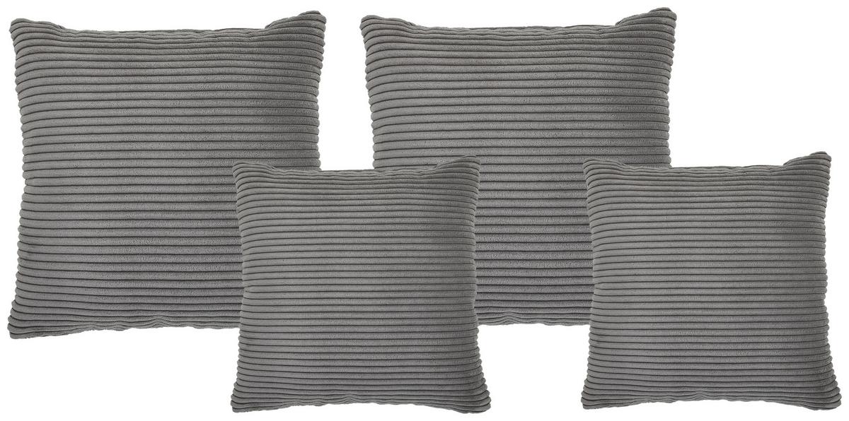 Zierkissenset Vouge Grau, 4 Stück, B: 42 Cm - Grau, KONVENTIONELL, Textil (42/53/42/53cm) - Livetastic