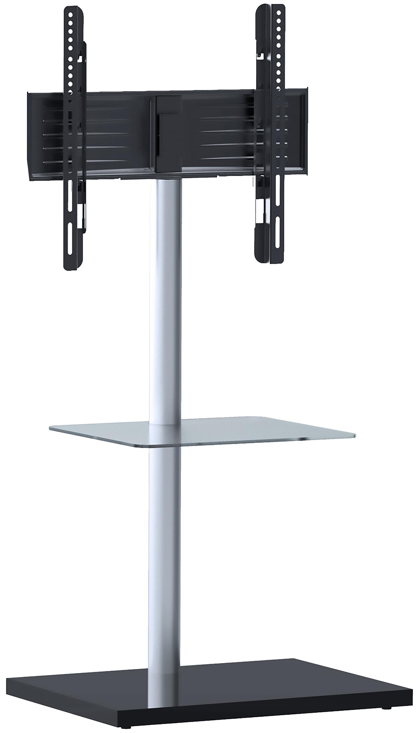 TV-Rack Schwenkbar Nalano Max. 40 Kg - Klar/Silberfarben, Basics, Glas/Metall (100/60/45cm) - MID.YOU