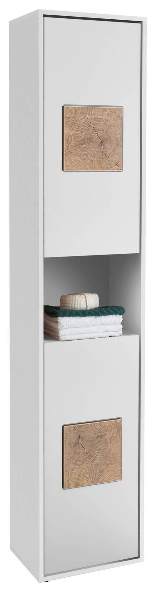 Hochschrank Greece Bxh: 40x190 Cm Weiß Stehend - Eichefarben/Schwarz, MODERN, Holzwerkstoff (40/190/30cm) - MID.YOU