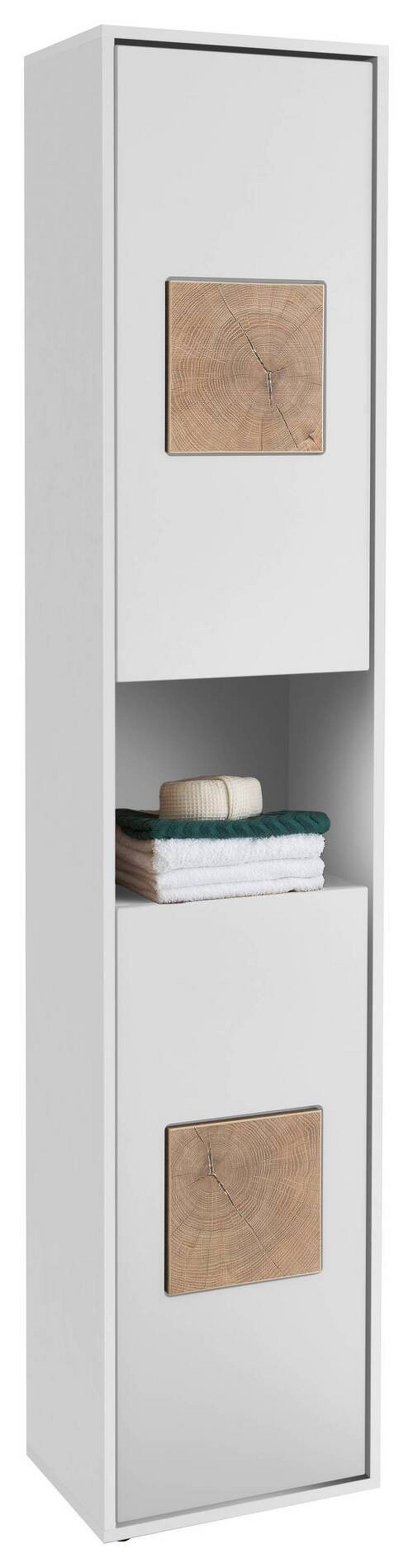Hochschrank Greece Bxh: 40x190 Cm Weiß Stehend - Eichefarben/Schwarz, MODERN, Holzwerkstoff (40/190/30cm) - MID.YOU