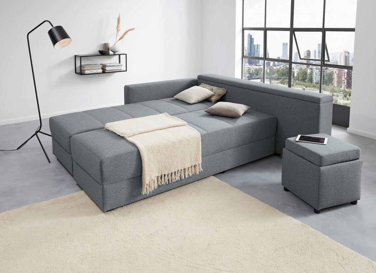 Ecksofa Looks IIi - Dunkelgrau/Schwarz, Design, Textil (287/229cm) - LOOKS by W.Joop