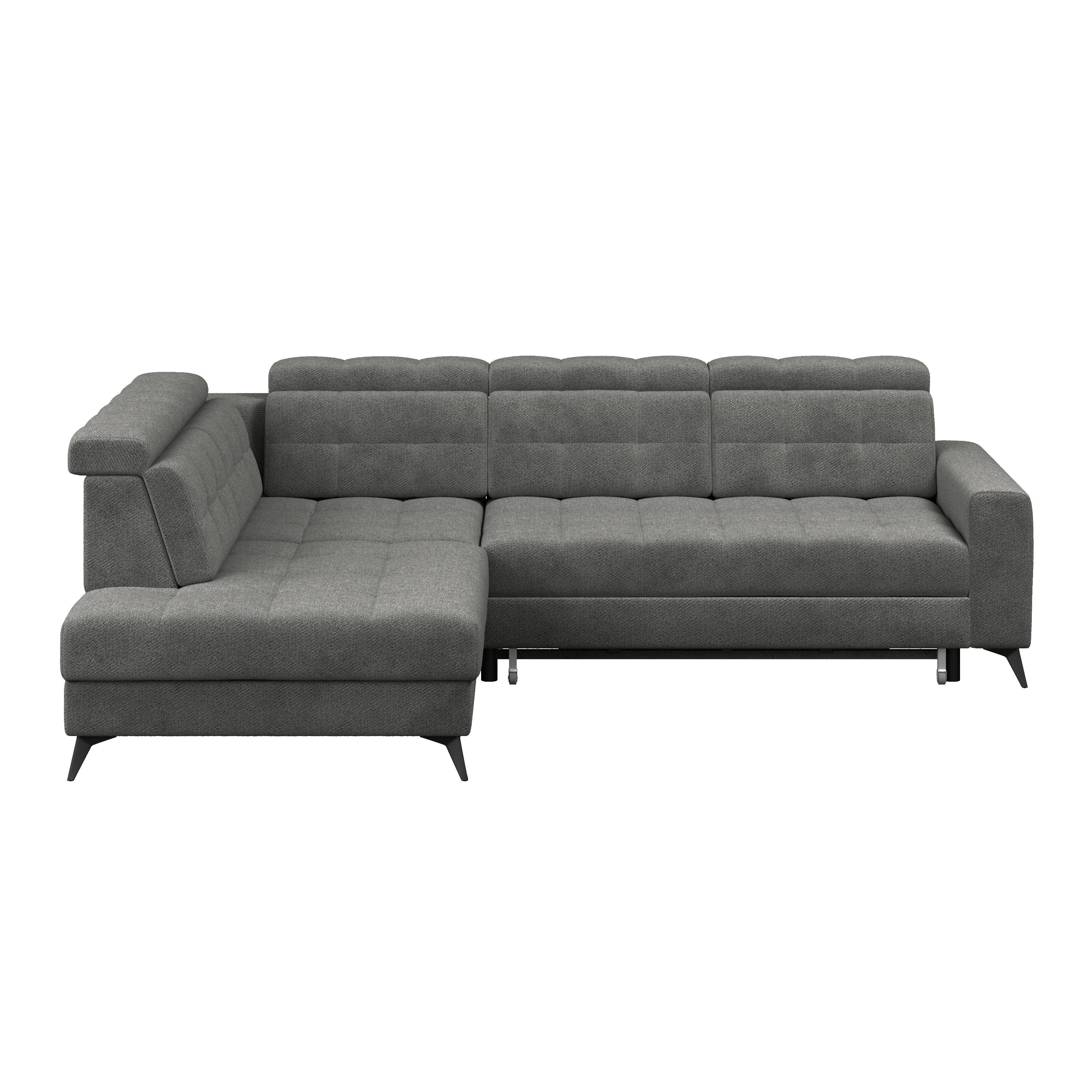 Ecksofa Barletta New Velours Dunkelgrau, 228x289cm - Dunkelgrau/Schwarz, ROMANTIK / LANDHAUS, Textil (228/289cm) - Luca Bessoni