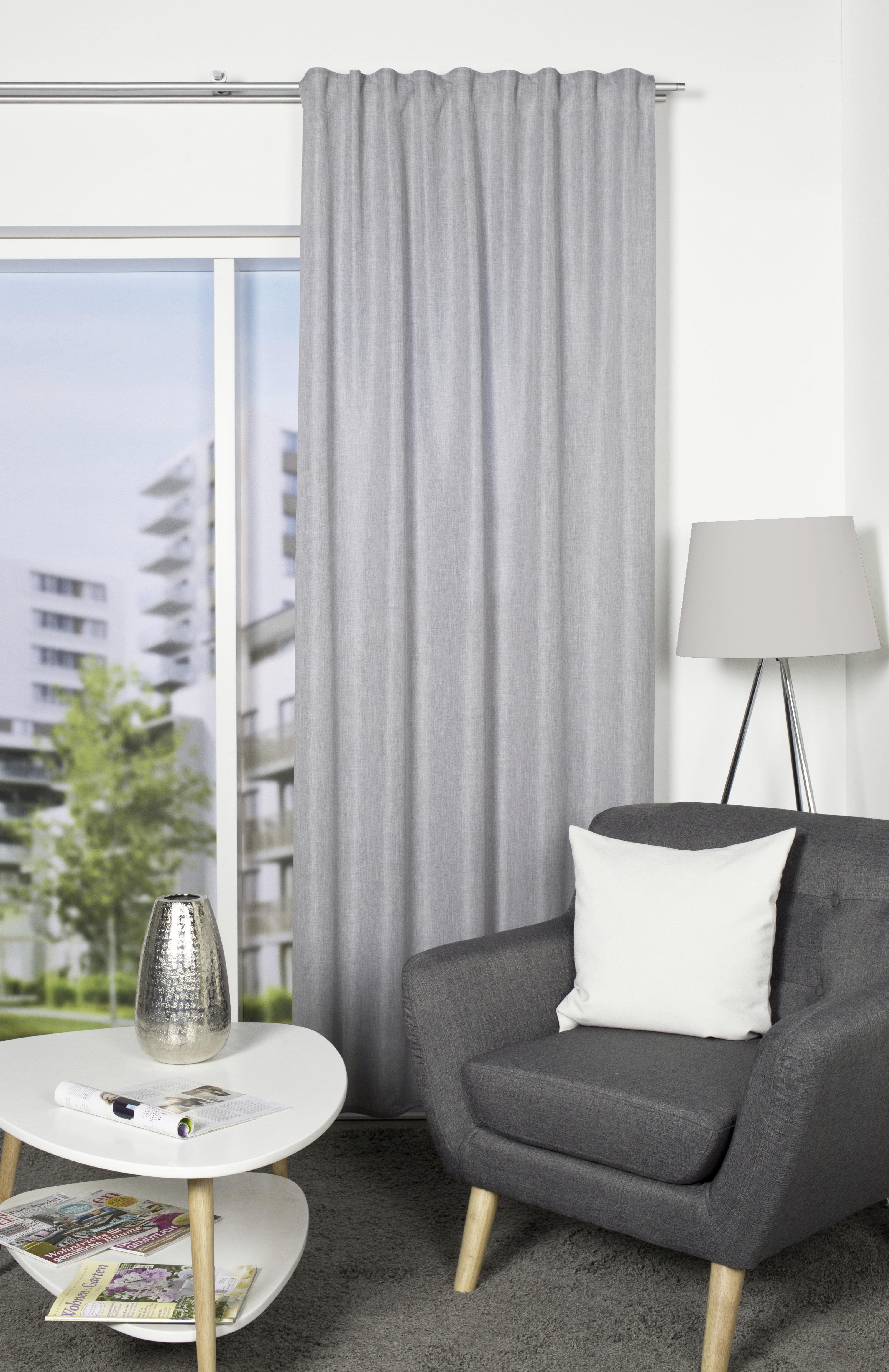 Vorhang Mit Schlaufen Und Band Natascha 135x245 Cm Grau - Grau, ROMANTIK / LANDHAUS, Textil (135/245cm) - James Wood