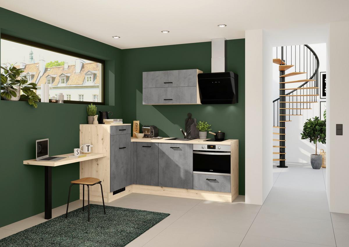 Eckküche Ip1200 - Eichefarben/Grau, Design, Holzwerkstoff (241/225cm) - Impuls