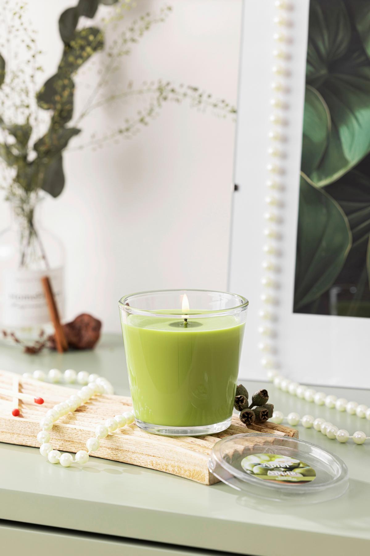 Kerze im Glas Maurice - Klar/Grün, KONVENTIONELL, Glas/Paraffin (7,5/7,5cm) - Ondega