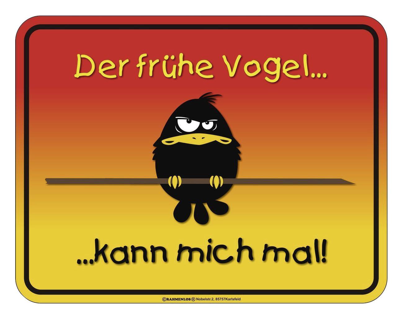 Dekoschild Früher Vogel Multicolor 22x17 cm