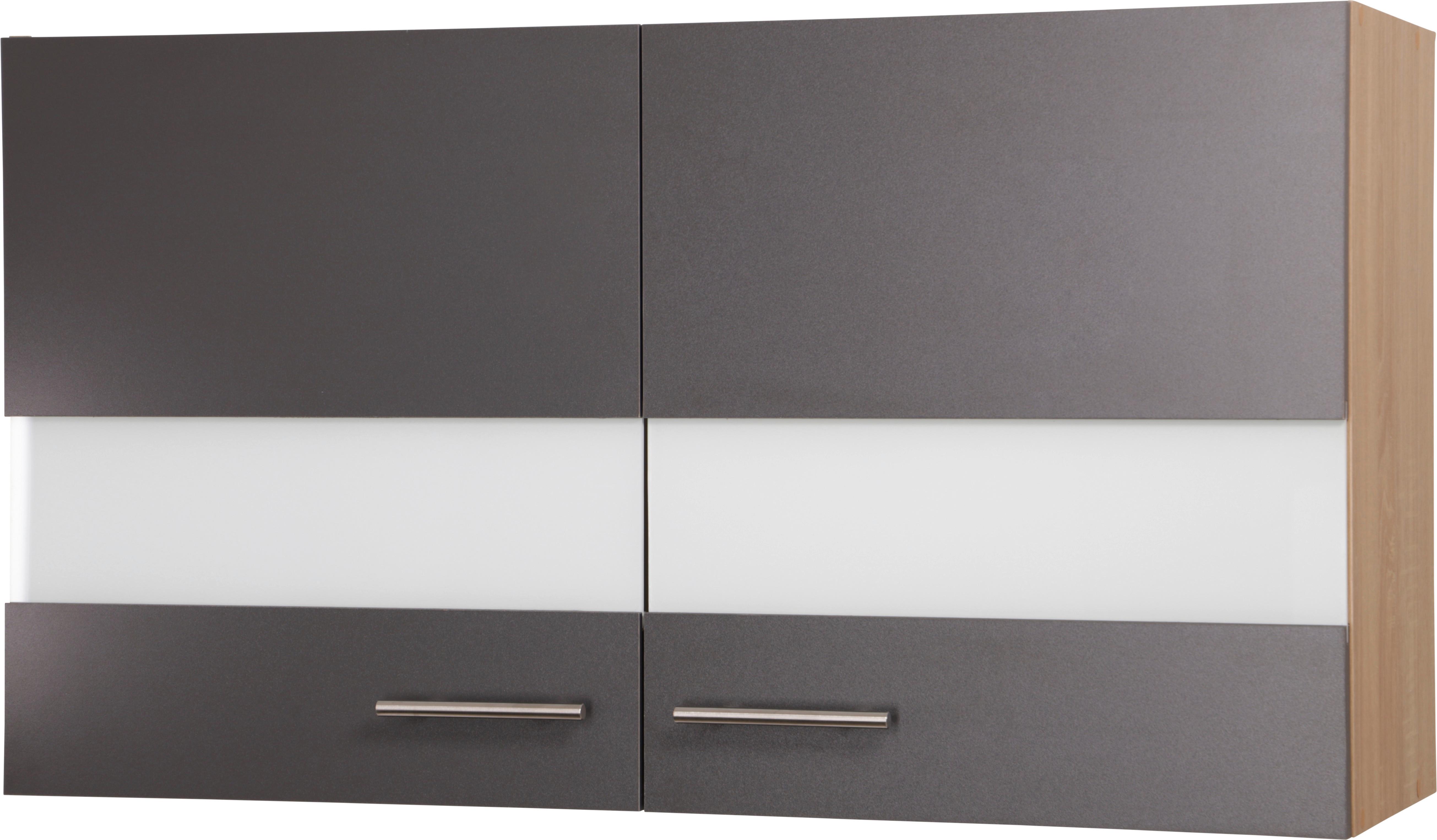 Küchenoberschrank Merle Grau/Eiche Dekor B:100cm - Eichefarben/Grau, Basics, Glas/Holzwerkstoff (100/56,1/34,6cm) - Respekta