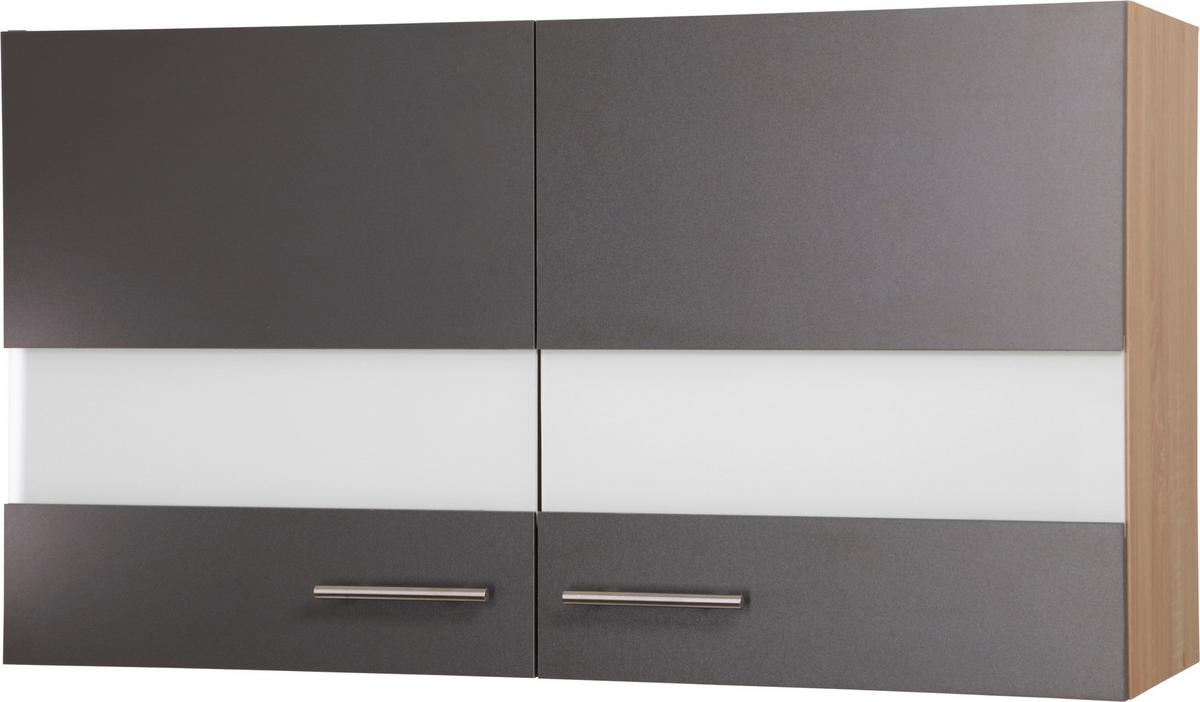 Küchenoberschrank Merle Grau/Eiche Dekor B:100cm - Eichefarben/Grau, Basics, Glas/Holzwerkstoff (100/56,1/34,6cm) - Respekta