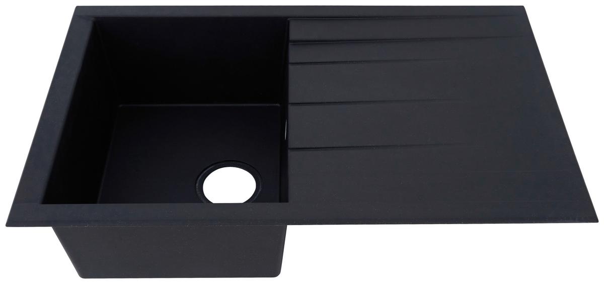 Spüle Respekta Houston Kunststein Bxt: 80x50 cm - Schwarz, Trend, Glas/Kunststoff (80/21/50cm) - Respekta