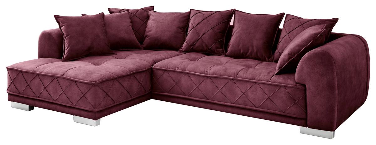 Sedací souprava ve tvaru L SENTINA bordová - bordeaux/barvy stříbra, Basics, textil/plast (319/194cm) - MID.YOU