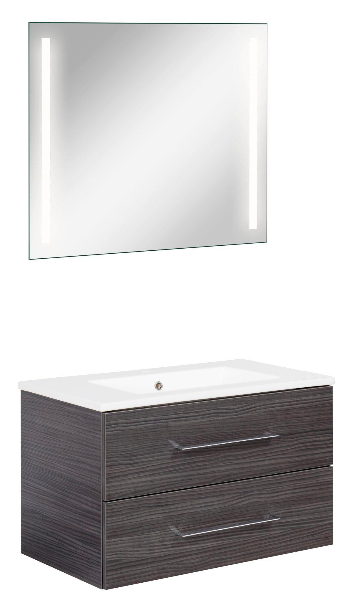 Badezimmer B.Perfekt Eichefarben 3-Teilig - Eichefarben/Weiß, Basics, Keramik/Holzwerkstoff (80cm) - MID.YOU