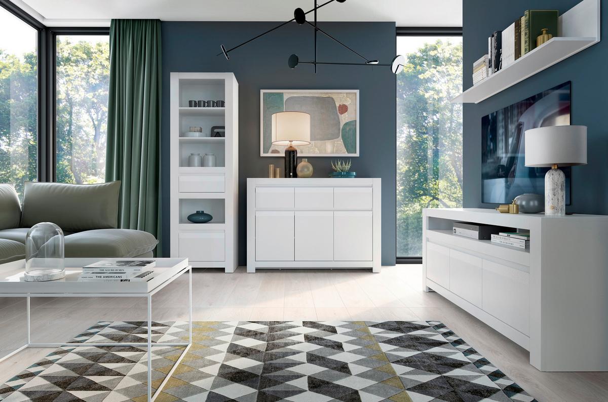 TV komoda NOVI barva bílá - bílá, Moderní, kompozitní dřevo (153,4/65/42,2cm) - Premium Living