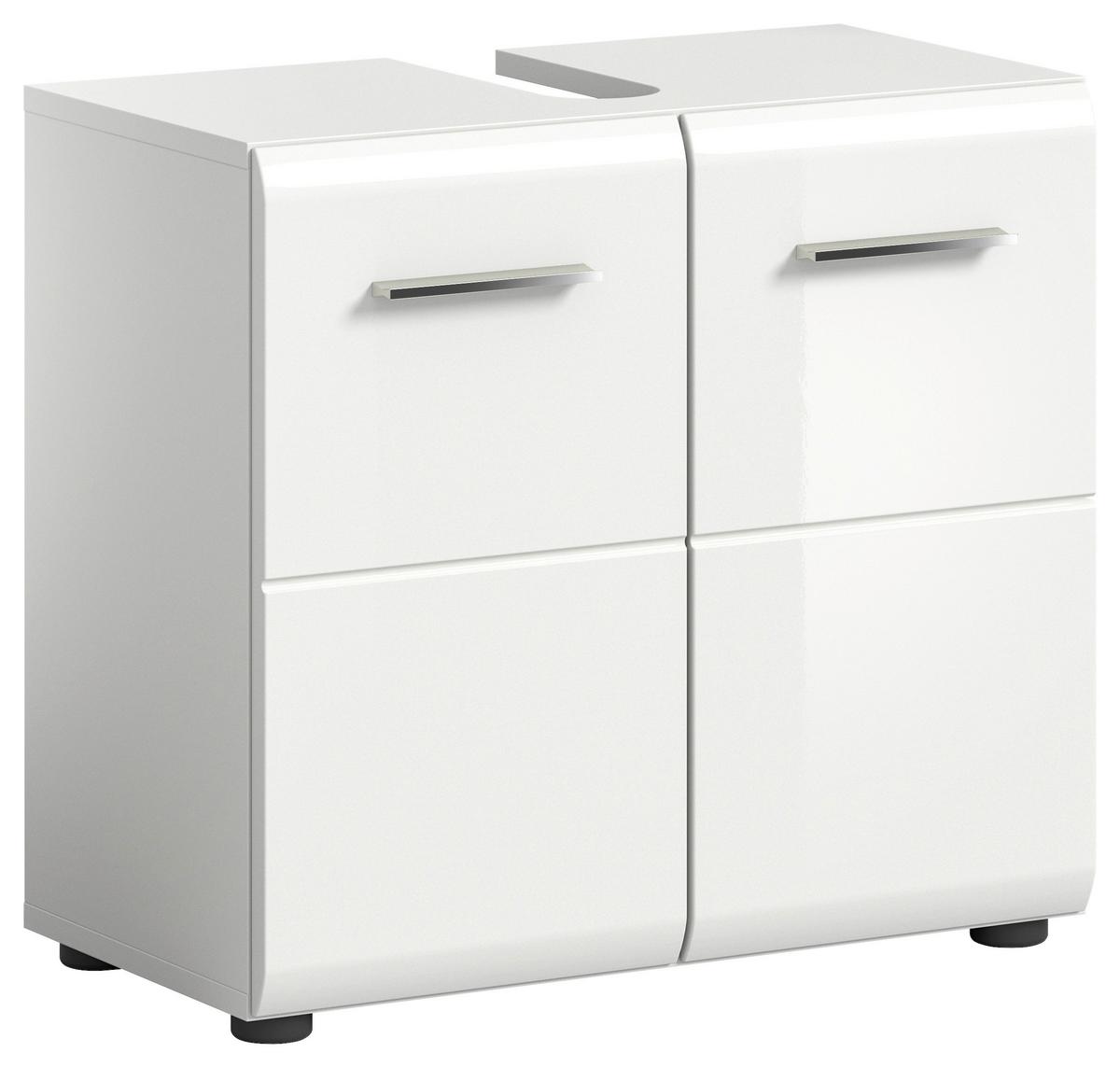 Waschbeckenunterschrank Ice B: 60 cm Weiß Hochglanz - Weiß Hochglanz/Anthrazit, MODERN, Holzwerkstoff (60/54/32cm) - MID.YOU