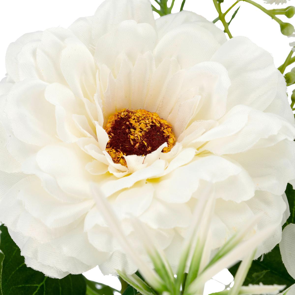 Umelý kvet krasuľka DAHLIENMIXSTRAUSS II -PAZ- - biela/zelená, Basics, kov/textil (65cm) - Mömax