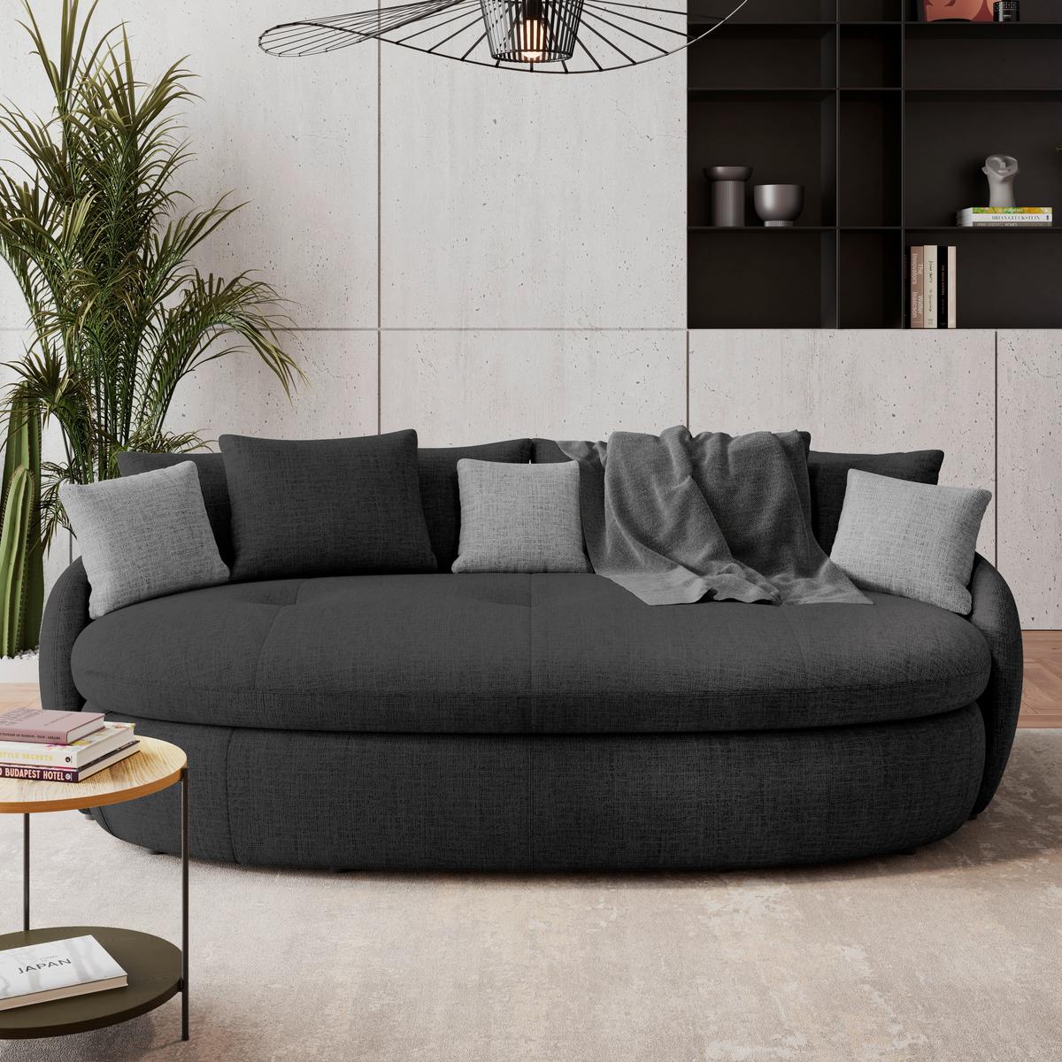 Mega pohovka ARUBA 2, čierna/antracitová ženilka - čierna, Trend, textil/plast (238/80/140cm) - Luca Bessoni
