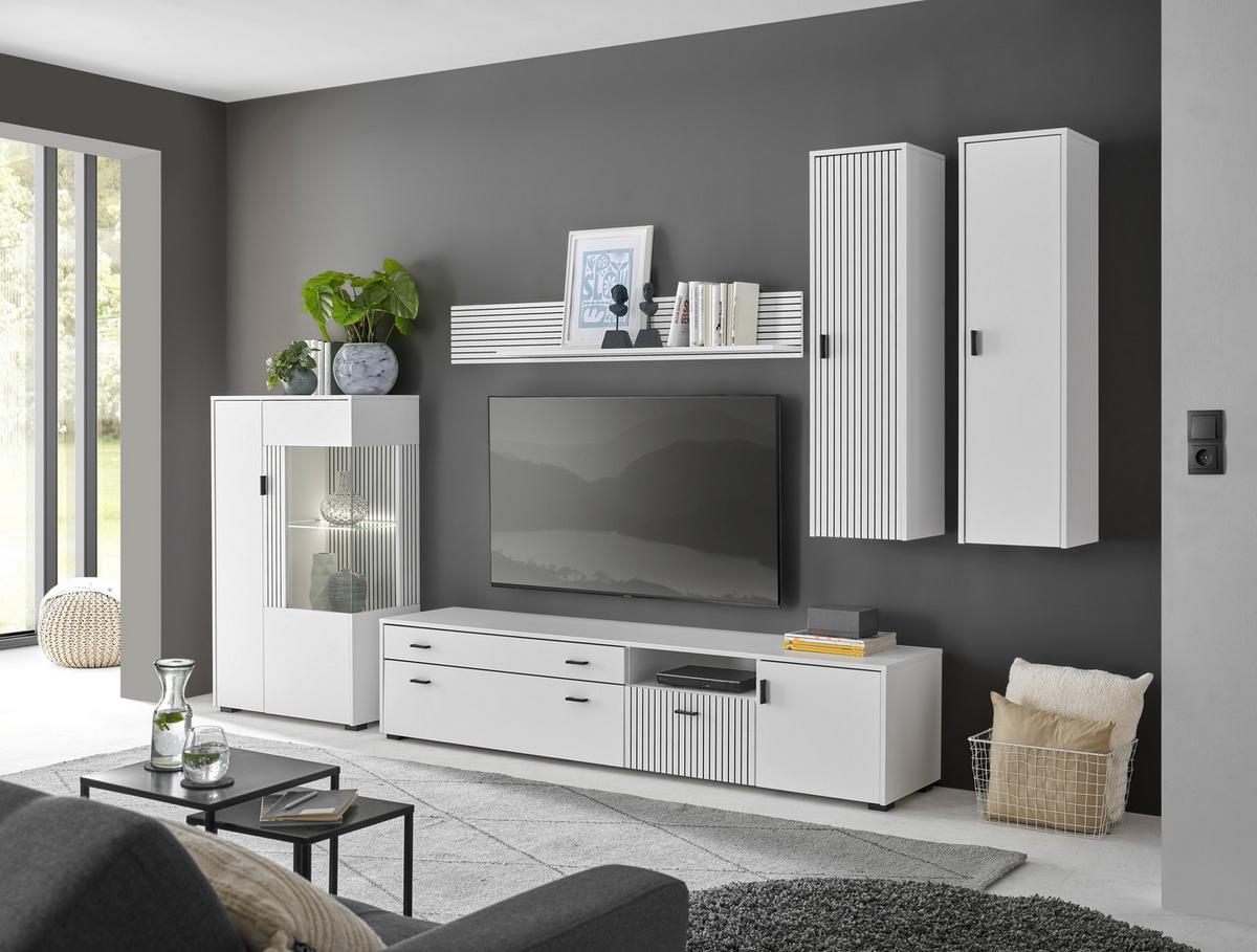 Vitrine Hudson Schwarz/Weiß B: 75 cm - Schwarz/Weiß, Design, Glas/Holzwerkstoff (75/125/38cm) - MID.YOU