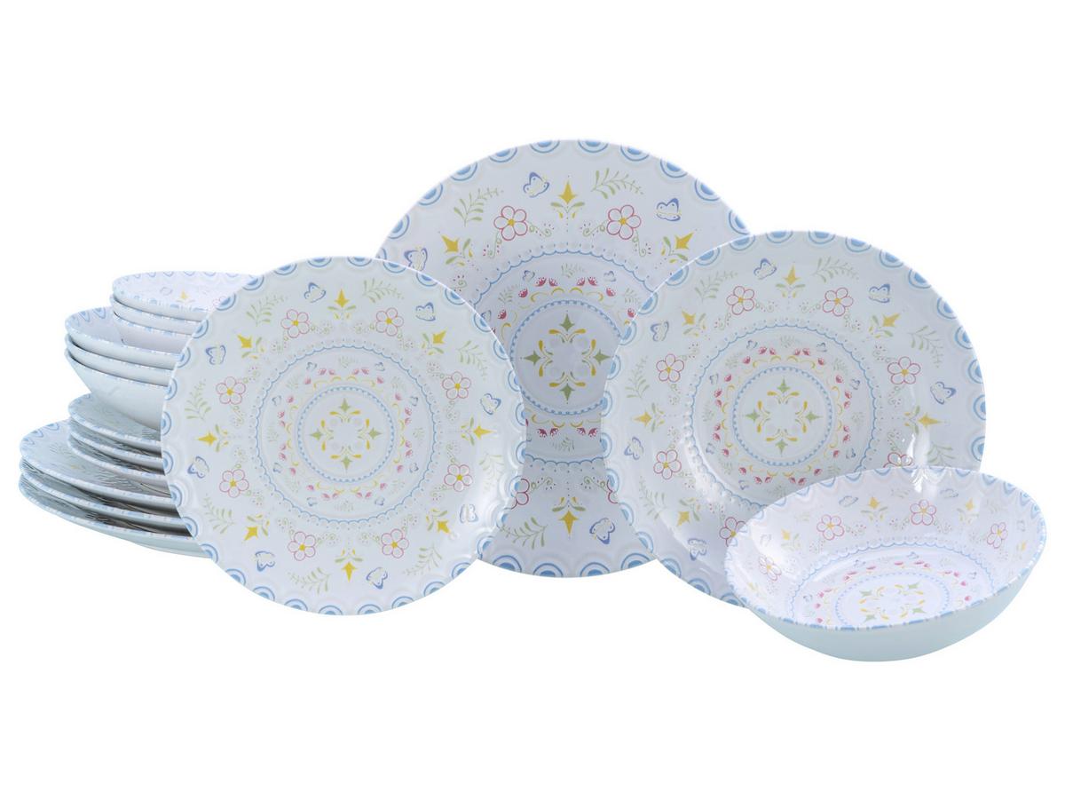 Tafelservice Primavera 16-Tlg. Keramik, Multicolor - Multicolor/Weiß, Basics, Keramik - Creatable