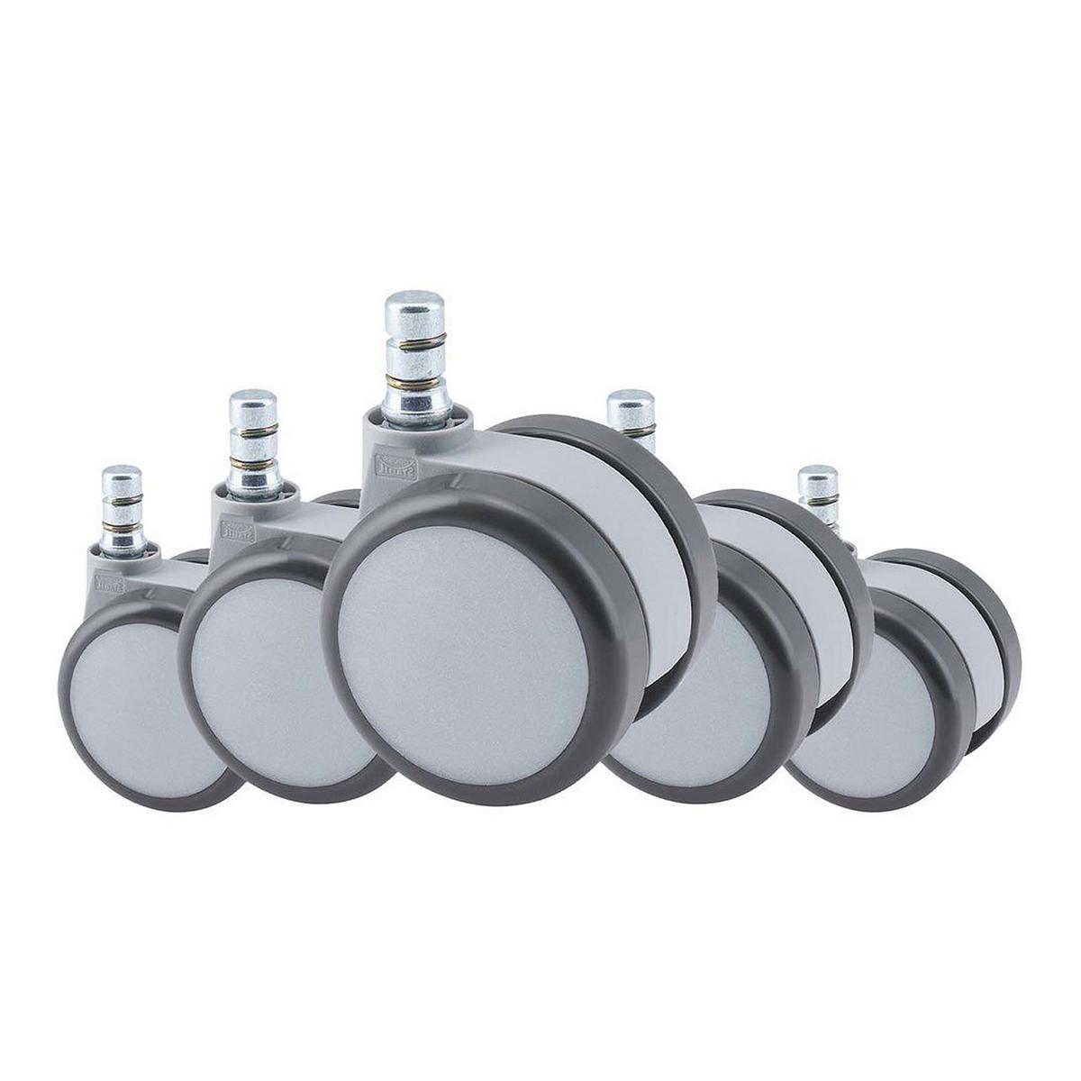 Bürostuhlrollen Rolo Move Grau/Weiß Ø 6 cm 5er-Set - Weiß/Grau, Basics, Kunststoff/Metall (5/8,7/6cm) - MID.YOU